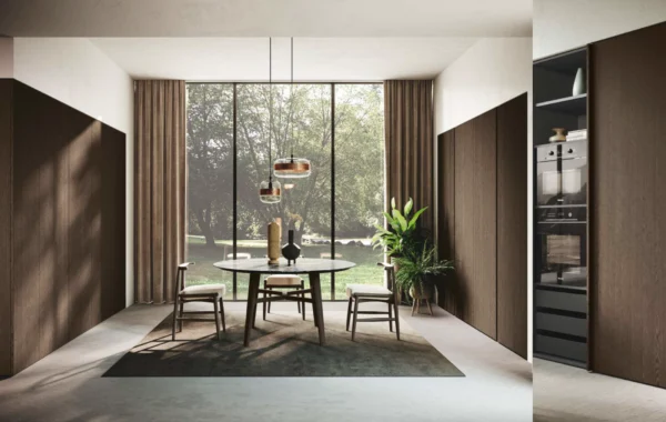 Bluna Laccato Lucido : Mobilier raffiné et fluide avec matériaux réfléchissants