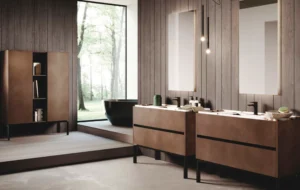 Scava Metal 4.0 : Salle de Bain Moderne en Bronzo et Duna avec Éclairage LED