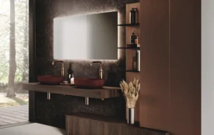 Bluna Tech : Salle de Bain Moderne en Bois et Aluminium Brunito avec Éclairage LED