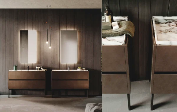 Scava Metal 4.0 : Salle de Bain Moderne en Bronzo et Duna avec Éclairage LED