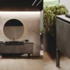 Bluna Metal : Salle de Bain Design en Titanio et Bois Rovere Vesuvio